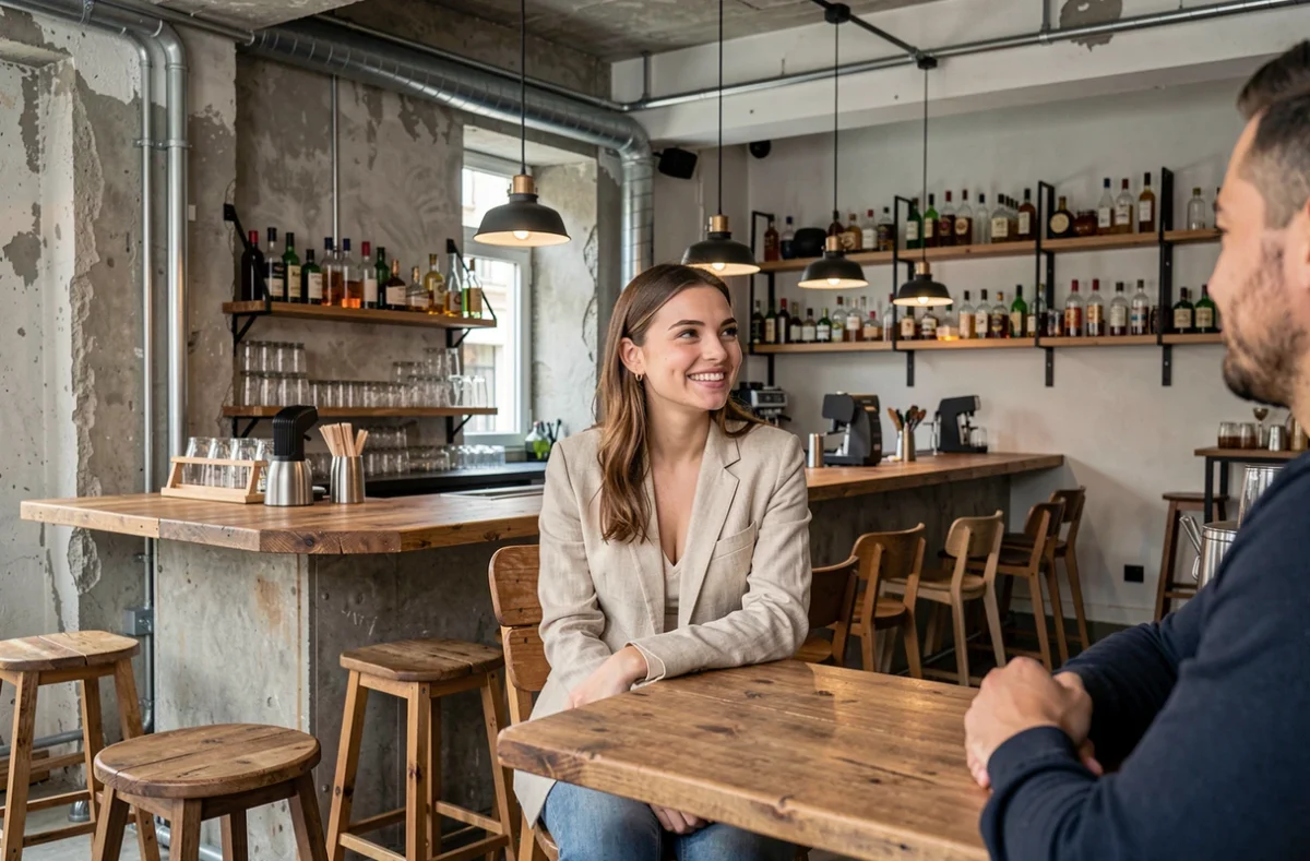 Intérieur moderne et industriel du bar Back to Bac à Marseille avec une clientèle décontractée