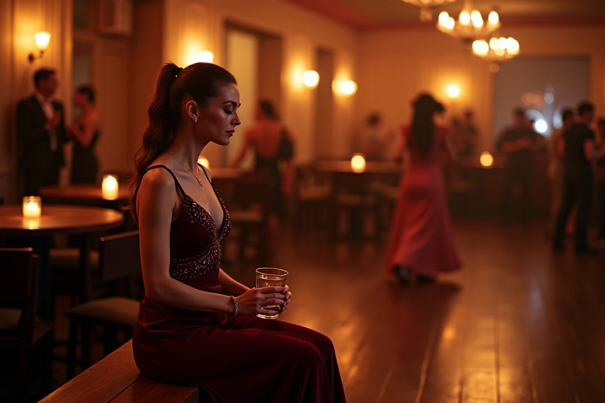 Femme danseuse de zouk assise en pause réflexive, illustrant la conscience de soi et le respect de ses propres limites