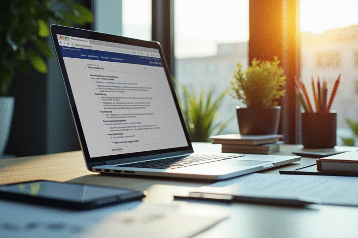Espace de travail moderne avec ordinateur et smartphone pour traduction