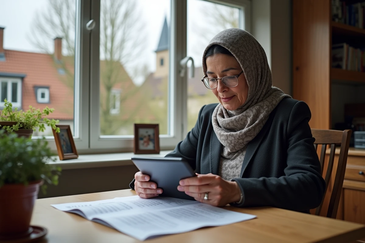 Femme musulmane âgée vérifiant l