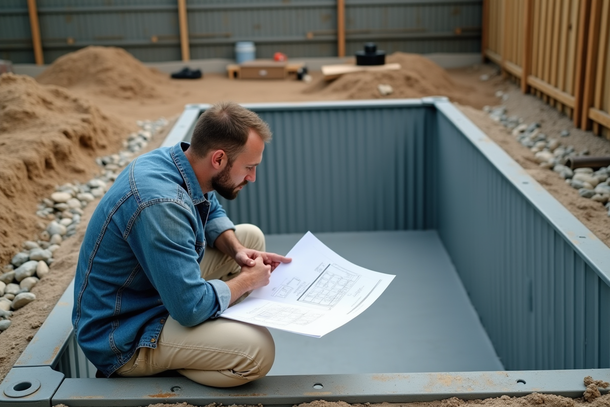 Homme examinant des plans près d
