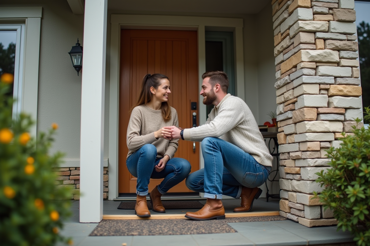 Jeune couple posant un joint d