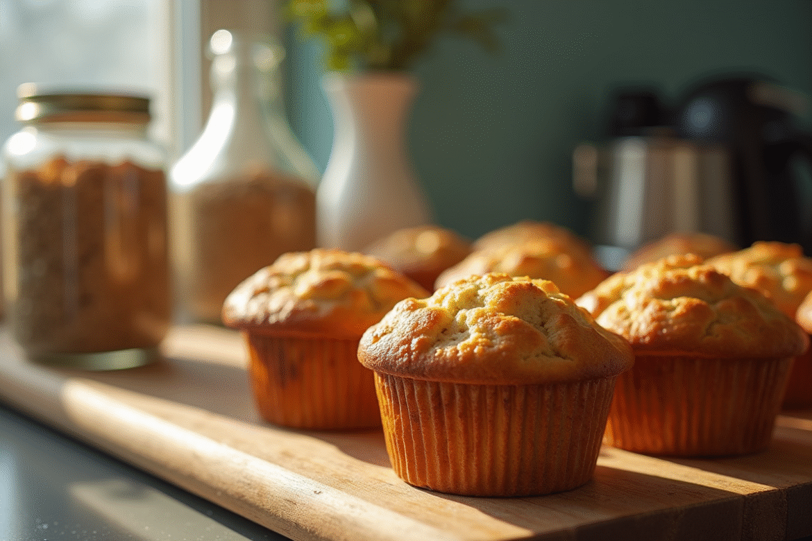 Muffins salés fraîchement cuits avec levure de bière