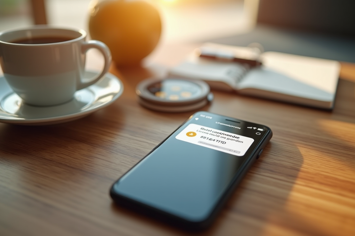 Smartphone affichant une confirmation de transfert crypto