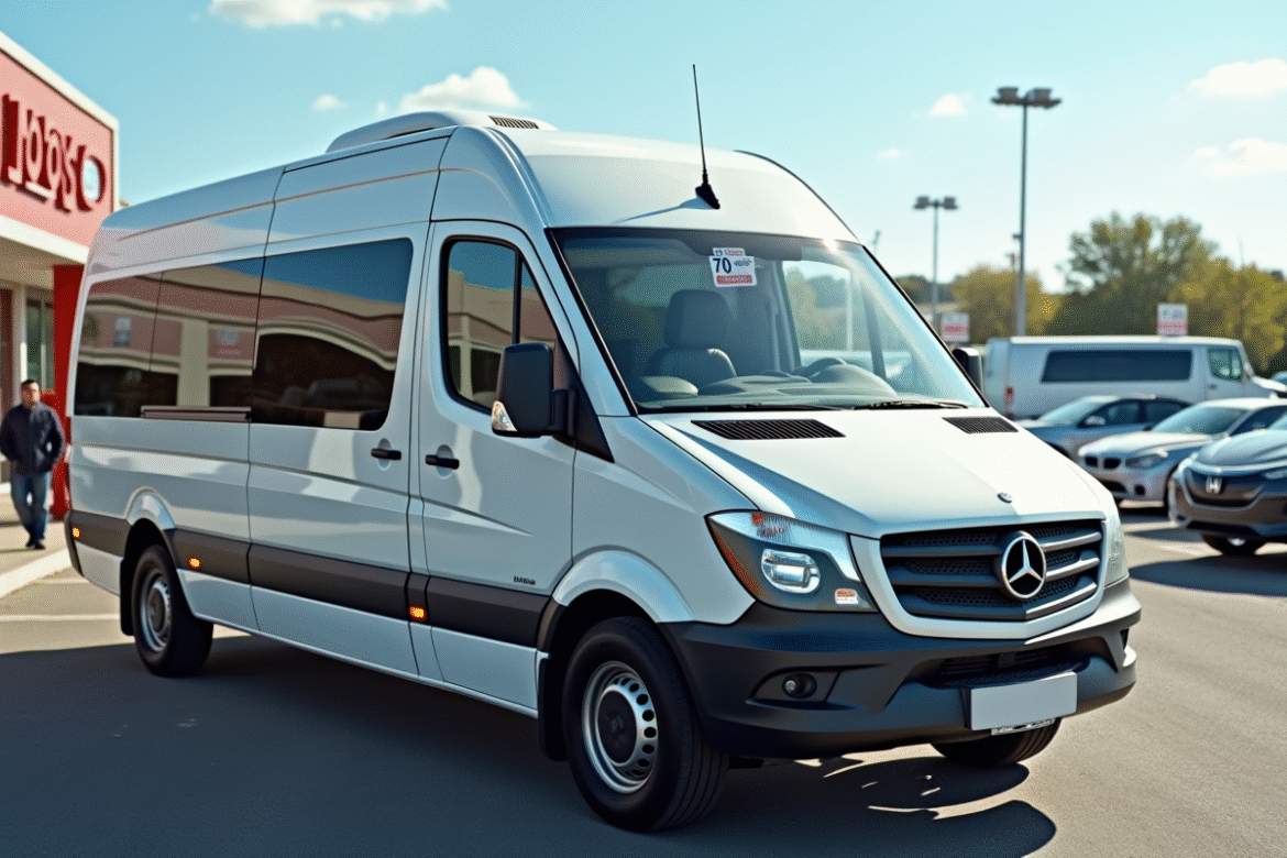 Van 9 places en vente sur un parking de concessionnaire